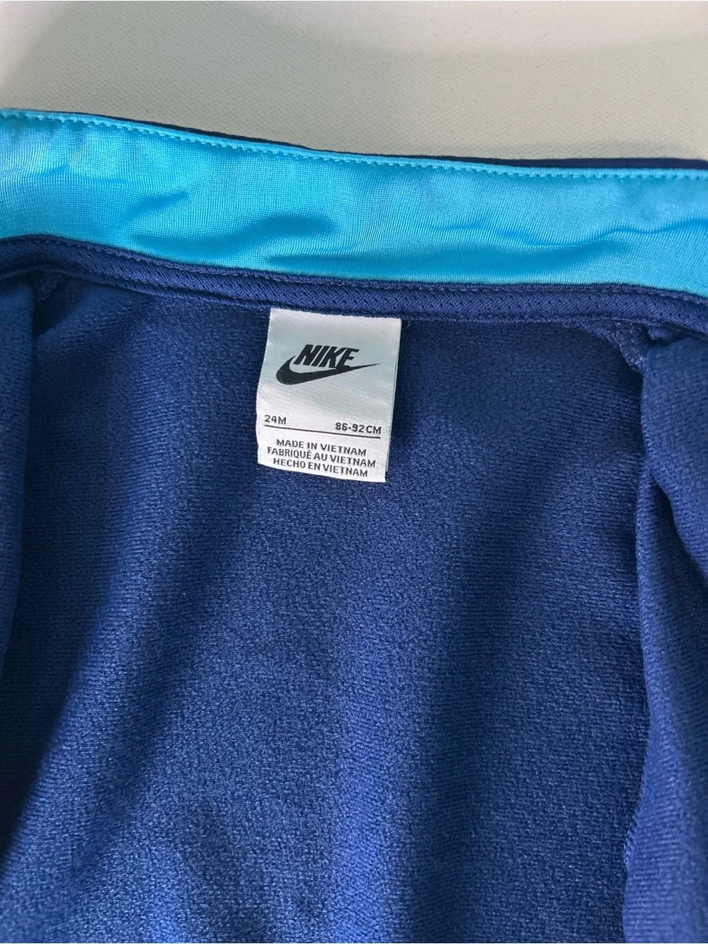 Nike Boys G4G Tricot Track Jacket Blue Void Colorblock Full Zip Size 24M